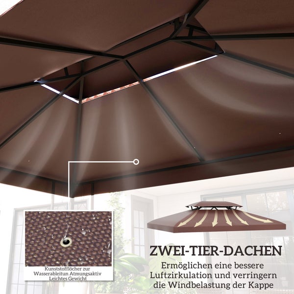 Outsunny Ersatzdach, Pavillondach für Metallpavillon, 3x4m, Polyester, Kaffee