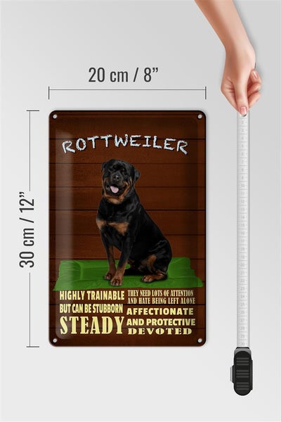 Blechschild Spruch 20x30cm Rottweiler Hund highly trainable