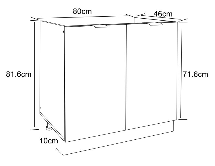 Spülunterschrank Breite 80 cm Spülenschrank Fasola
