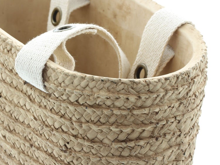 Dekoleidenschaft Pflanzer Strandtasche oval, aus Zement in beige, Blumentopf, Übertopf, Pflanztopf, Pflanzgefäß