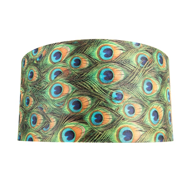 Velour Lampenschirm Pfau Design 50/50/25 mit goldenem Interieur