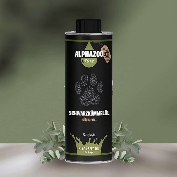 ALPHAZOO Premium Schwarzkümmelöl 500ml für Hunde I Echter Schwarzkümmel kaltgepresst