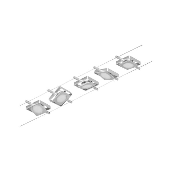 CorDuo LED Seilsystem MacLED Basisset 5x250lm 5x4,5W 3000K 230/12V Chrom matt, Chrom