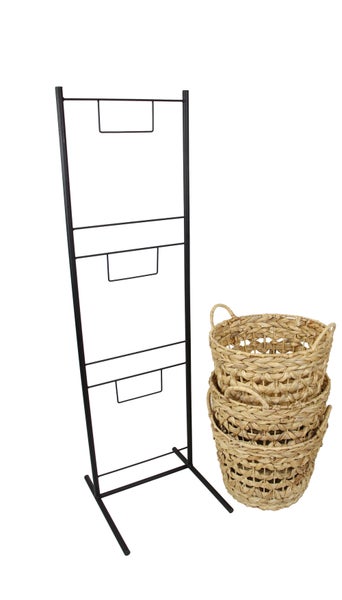 FRANK FLECHTWAREN | Korbständer Baskets, KORBGEFLECHT, 33 x 35 x 114 cm, Korb Ø 34 x 25 cm