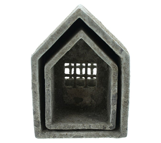 FRANK FLECHTWAREN | Haus Beton-Style, 2er Set, ZEMENT, 10X7X15CM, 14X9X19CM