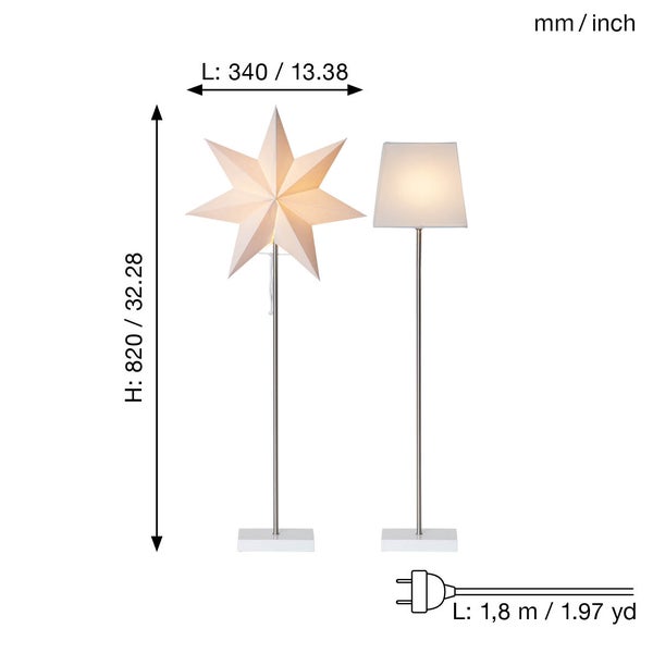 Stehleuchten mit Stern und Lampenschirm inklusive Maßangaben