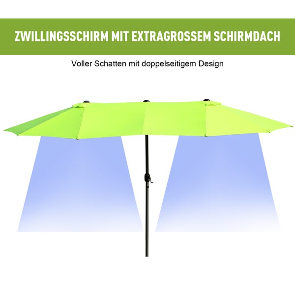 Outsunny Sonnenschirm, L460 x B270 x H240 cm, Stahl, Polyester, ABS, grün