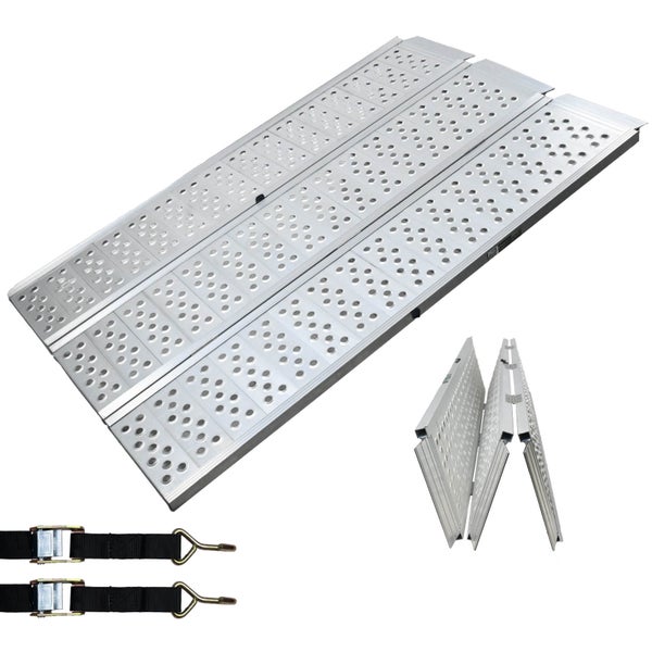 DREIBREIT by TRUTZHOLM 2-fach Auffahrrampe klappbar 175 cm 1020 kg Alu grau gelocht Verladerampe