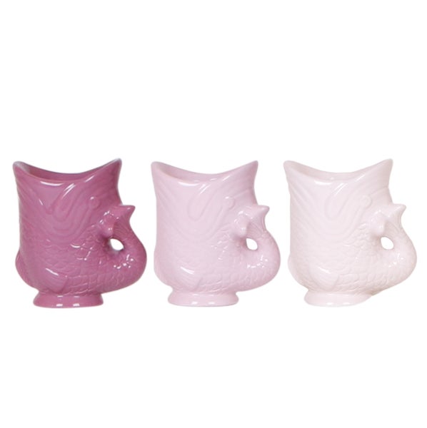 Übertopf-Trio Fisch 3 farblich abgestimmte Übertöpfe passend für 6cm Töpfe Lila Violett Rosa