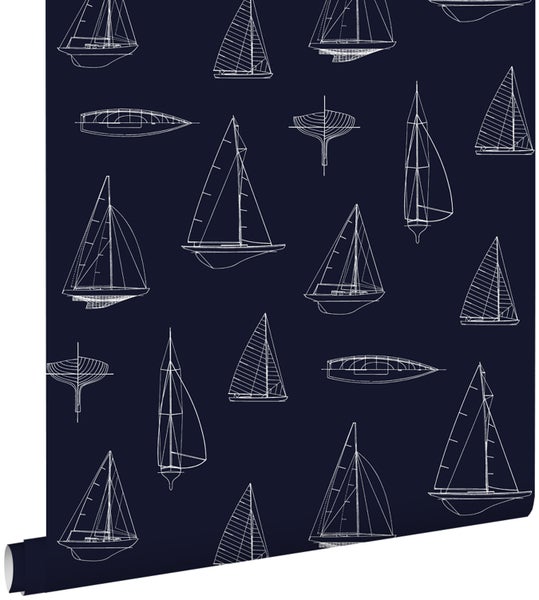 ESTAhome Tapete Boote Marineblau - 53 cm x 10.05 m - 136428