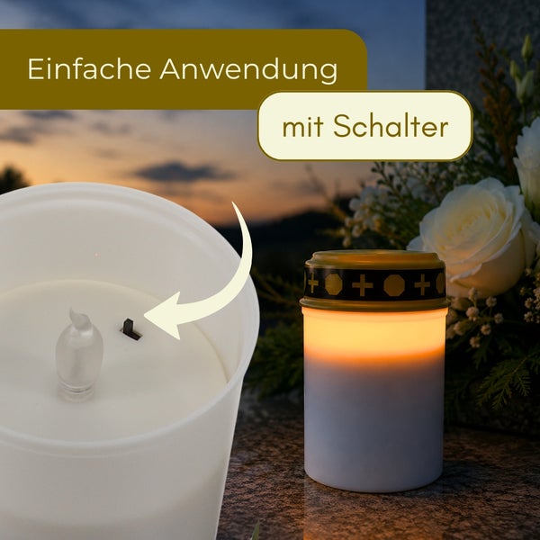 LED-Grablicht mit Schalter für einfache Anwendung, Detailansicht des Ein-Aus-Schalters im Inneren.