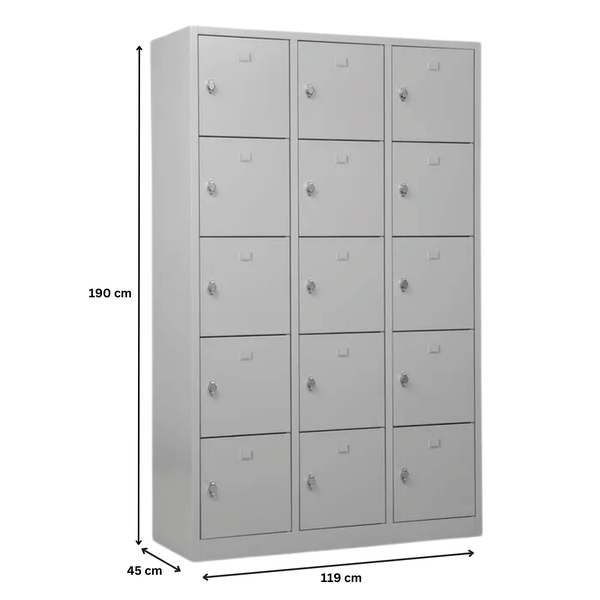 PROREGAL Schließfachschrank Falcon Large HxBxT 190 x 119 x 45 cm Vorhängeschloss Grau