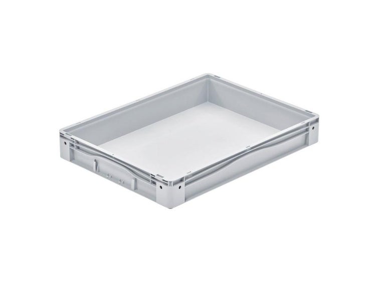 PROREGAL SparSet 2x Euro-Norm Großbehälter HxBxT 12 x 60 x 80 cm 49 Liter Glatter Boden Grau Eurobehälter Transportbox