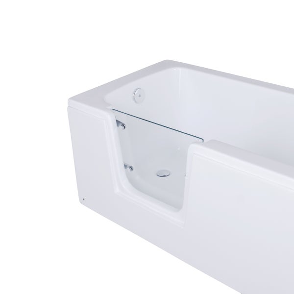 Seniorenbadewanne mit niedriger Einstiegshilfe und einer Tür aus Glas