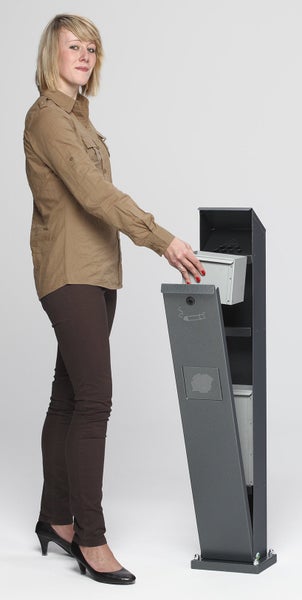 PROREGAL Kombiascher Standsäule Für Außenbereich HxBxT 115 x 18 x 15 cm Verzinkter Stahl Grau