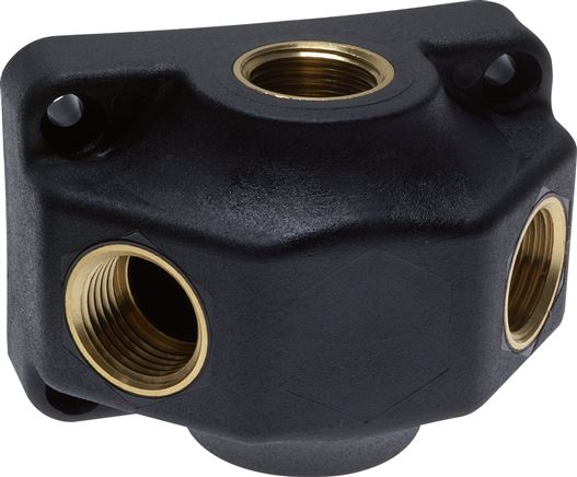 Wanddose (Luftweiche) G 1/2-2 x G 1/2, Endverteilerdose ohne Durchgangsgewinde