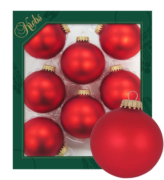 Feuerrot matt 7cm Glaskugeln uni, 8 Stck., Weihnachtsbaumkugeln, Christbaumschmuck, Weihnachtsbaumanhänger