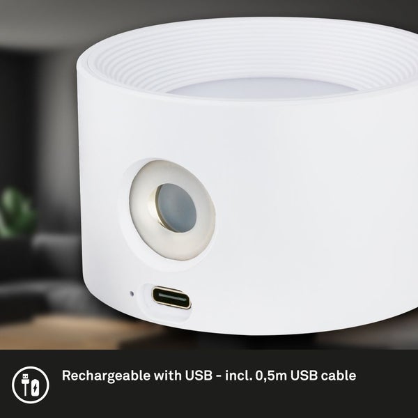 LED Akku Wandleuchte 3-step Touchdimmer magnetisch 3W 220 lm CCT 2700/4000/6500 K Tari weiß