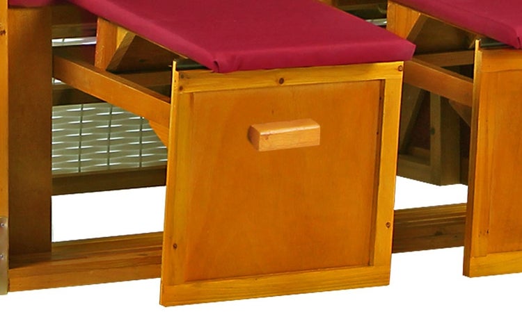 Strandkorb Baltic PE weiß Dessin Uni Karo Rot