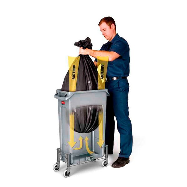 PROREGAL Rubbermaid Slim Jim Mülleimer Mit Belüftungskanälen 87 Liter HxBxT 76,2 x 28 x 56 cm Grau