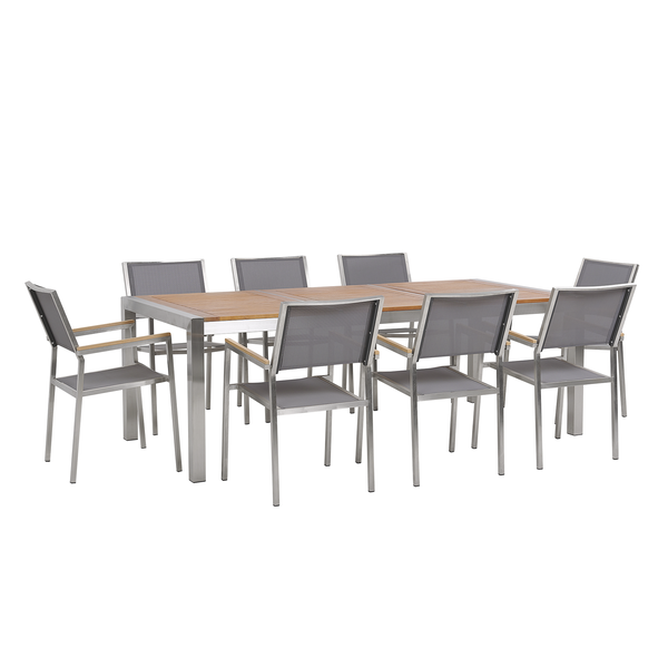 Gartenmöbel Set 8-Sitzer GROSSETO Eukalyptusholz Braun / Grau