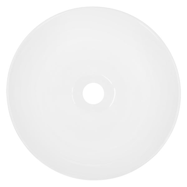 ECD Germany Waschbecken Waschtisch Ø 320x135 mm aus Keramik Weiß inkl. Ablaufgarnitur für Waschbecken ohne Überlauf Aufsatzbecken Aufsatzwaschbecken Aufsatzwaschtisch Waschschale Spülbecken Becken