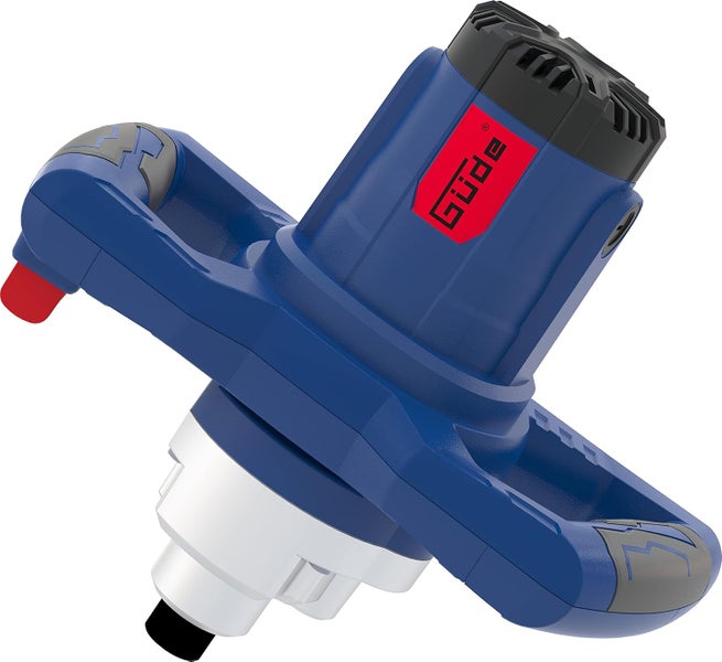 Blaues Güde Rührwerk für Mörtel und Farbe mit ergonomischen Doppelhandgriffen.