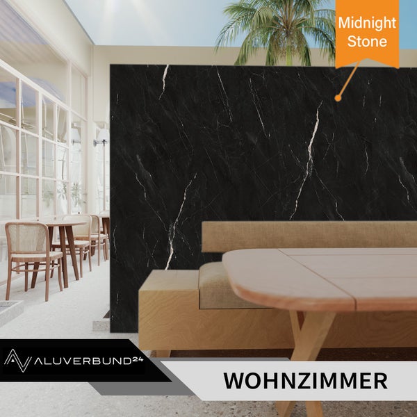 Wohnzimmer mit Midnight Stone Wandpaneel