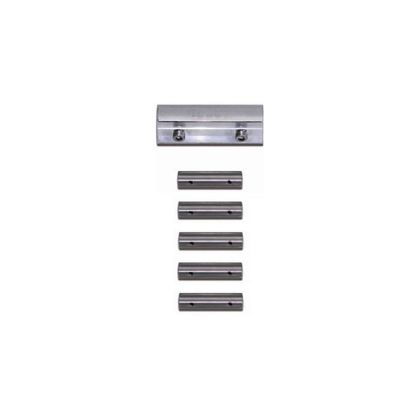 Metallverbinder und fünf Metallstifte