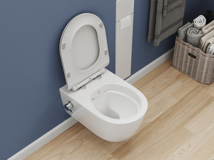 SSWW Taharet Hänge-Dusch-WC ABWCSR003KTV2 – Spülrandlos – mit Bidetfunktion & Softclose-Sitz – Keramik mit Nanobeschichtung