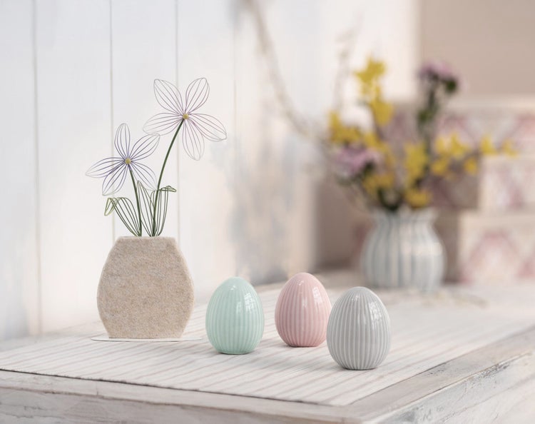 FRANK FLECHTWAREN|Metalldeko Vase mit Blumen, 14 x 4 x 28 cm, METALL, POLYESTER