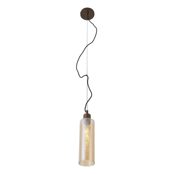 Hängelampe mit zylindrischem Glasschirm