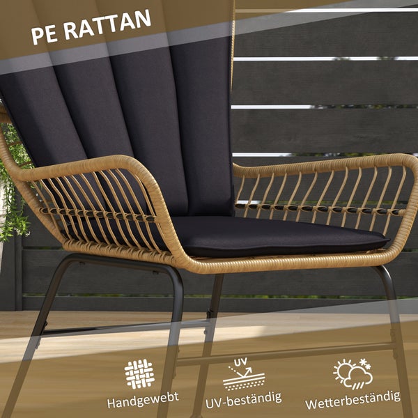 Gartensessel aus Polyethylen Rattan mit Kissen