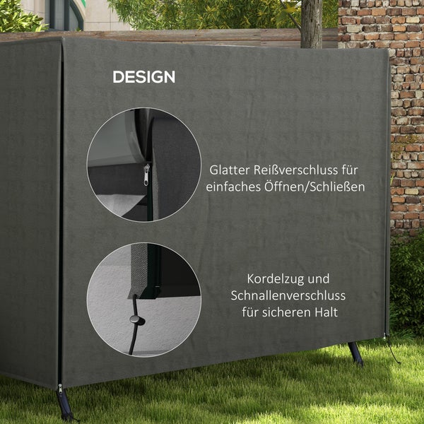Outsunny Hollywoodschaukel Abdeckung 3 Sitzer, Wasserabweisend Winterfest Schutzhülle für Gartenschaukel, UV-Beständig Abdeckplane, Abdeckhaube, Reißfest 600D Oxford Gewebe, 205x124x164cm Dunkelgrau