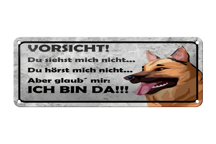 Blechschild Spruch 27x10 cm Vorsicht Hund Du siehst mich nicht