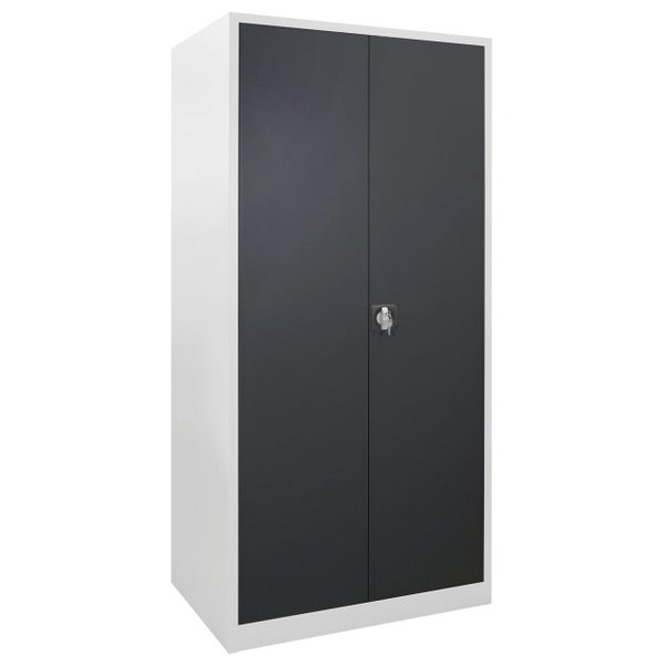 PROREGAL Flügeltürschrank Owl mit 4 Fachboden HxBxT 195 x 95 x 60 cm Lichtgrau Anthrazitgrau