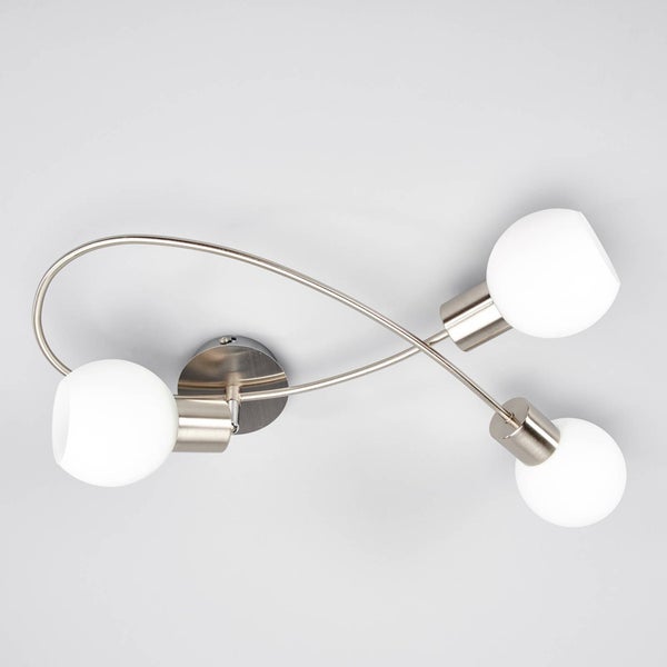 Lindby Deckenlampe Glas Metall nickel matt, Deckenstrahler Deckenleuchte 3x E14 max. 40W ohne Leuchtmittel Strahler Lampe Wohnzimmer Flurlampe