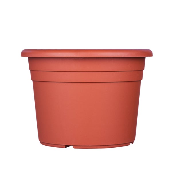 W 3x Blumentopf Ø 25 cm Farbe Terrakotta Kunststoff Pflanztopf Containertopf Übertopf Pflanzkübel rund 25 x 18 cm
