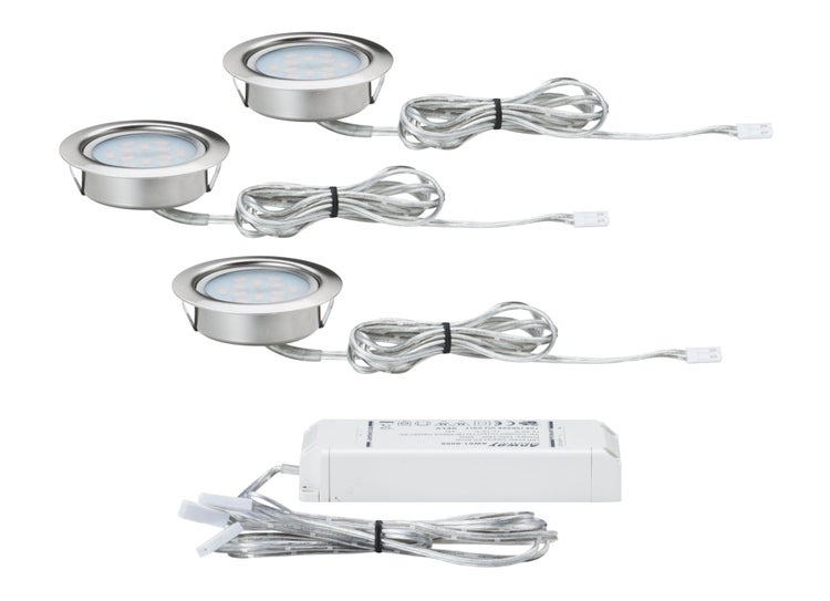 LED Möbeleinbauleuchten Micro Line 3er-Set rund 65mm 3x4,5W 3x300lm 230V 2700K Eisen gebürstet