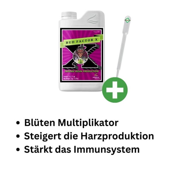 Advanced Nutrients Bud Factor X 1 Liter – Effektiver Blütebooster, Steigert Öl- & Harzproduktion, Mehr Ertrag & Gesundes Pflanzenimmunsystem