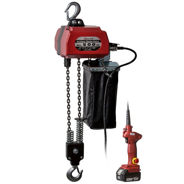 Akku-Kettenzug mit einer Traglast von 500 Kilogramm