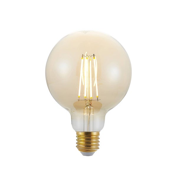 LED Filament Leuchtmittel in Globe Form mit E27 Sockel und bernsteinfarbenem Glas
