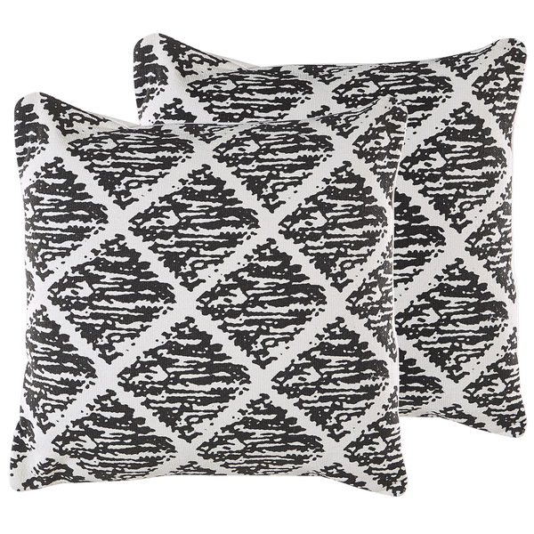 Dekokissen 2er Set HAZRO Baumwolle 45 x 45 cm Schwarz Geometrisches Muster