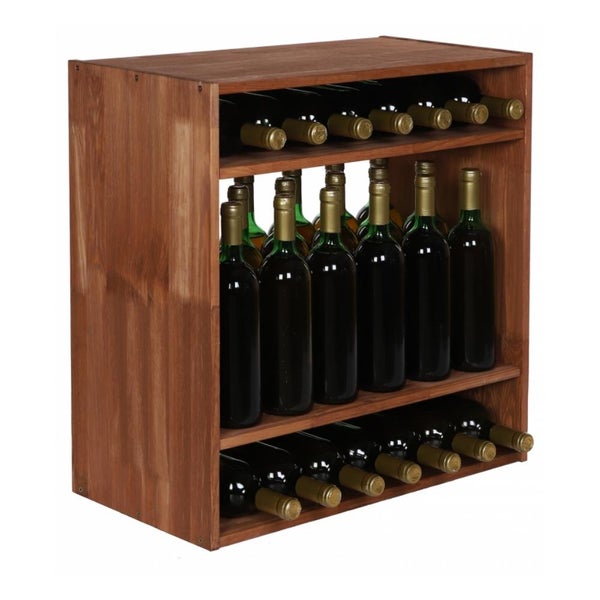 PROREGAL Modulares Weinregal Vincellar Mod HxBxT 60 x 60 x 30 cm Standflaschen Modul Für 32 Flaschen Massives Kiefernholz Braun Geölt