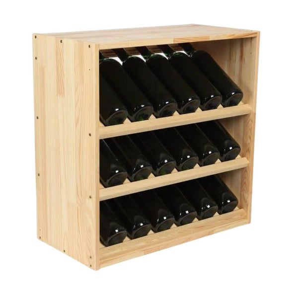 PROREGAL Modulares Weinregal Vincellar Mod HxBxT 60 x 60 x 30 cm Schräg Modul Für 18 Flaschen Massives Kiefernholz Natur