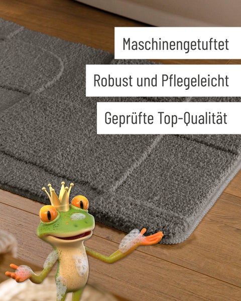 Maschinell getuftete Badematte, robust und pflegeleicht, geprüfte Top-Qualität.