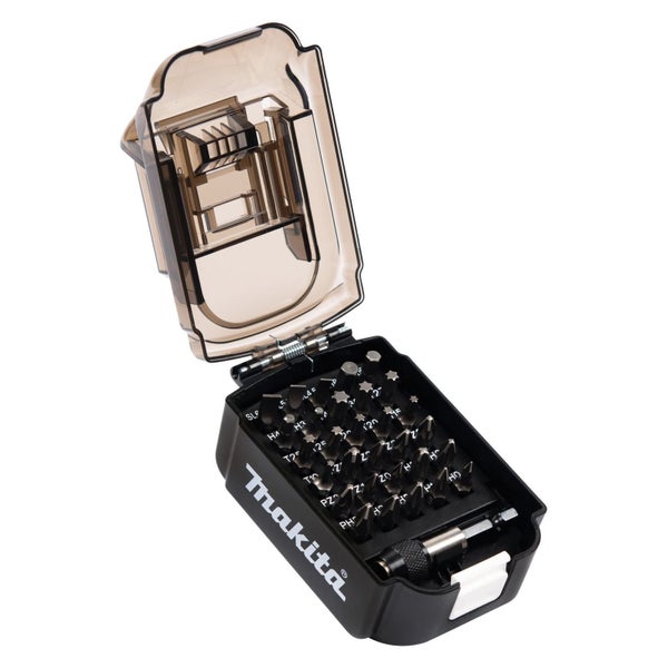 Makita Logo Bit-Set mit verschiedenen Schrauberbits in geöffneter Aufbewahrungsbox