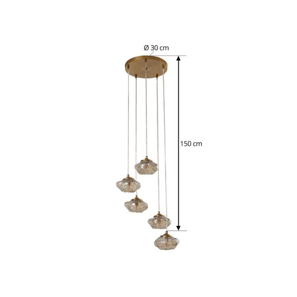 Lindby Pendelleuchte Piatra (Modern) in Creme aus Glas (5 flammig, G9) - Hängelampe Esstischlampe Hängeleuchte Wohnzimmerleuchte