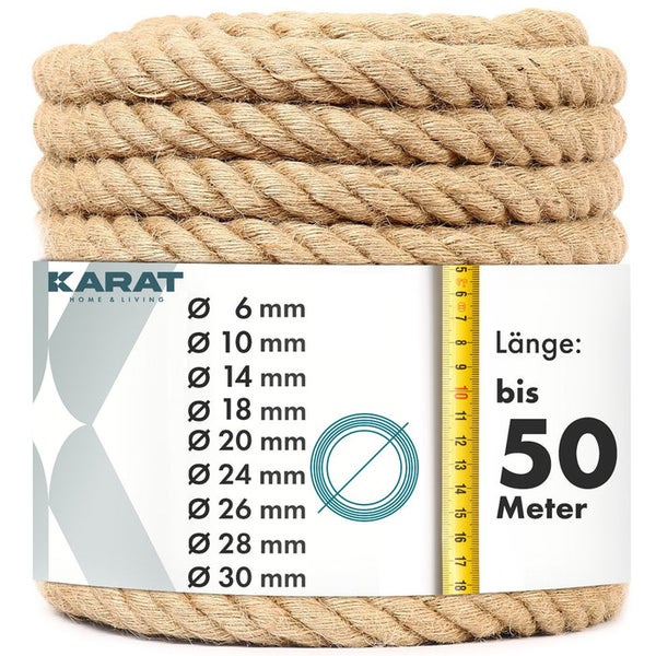 FLOORDIREKT Juteseil Ø 14 mm Kletterseil Extra Stark Universell Einsetzbar Länge 25 Meter