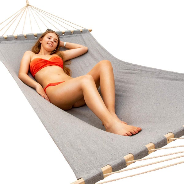 AMANKA Doppel Hängematte mit Gestell - 200x120 Garten Hängeliege  Outdoor Hängemattengestell Metall